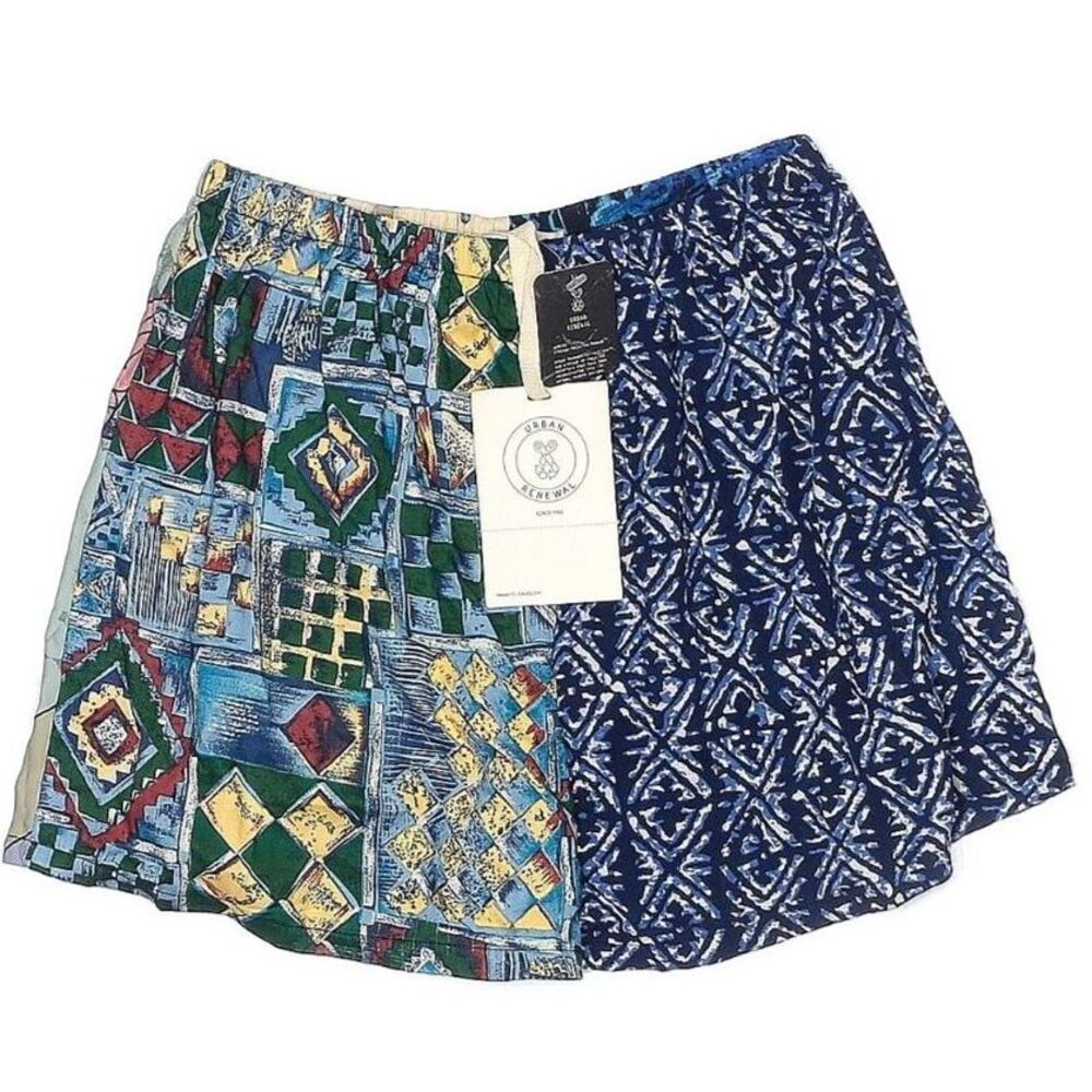 $39 Urban Renewal TwoToned Abstract Multi Pattern Elastic Waist Shorts S/M NWT